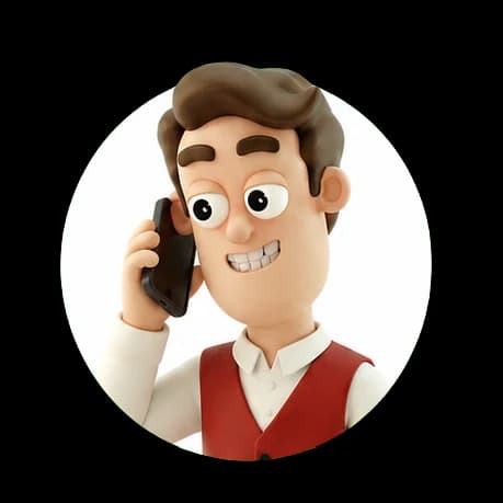 Fin smiling during a phone call