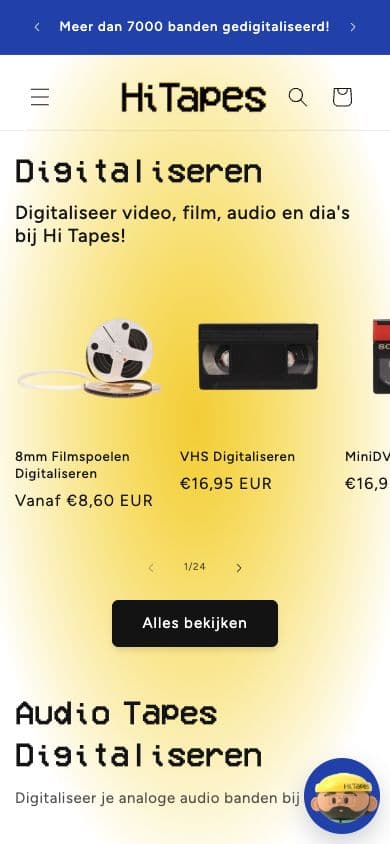 HiTapes mobile homepage