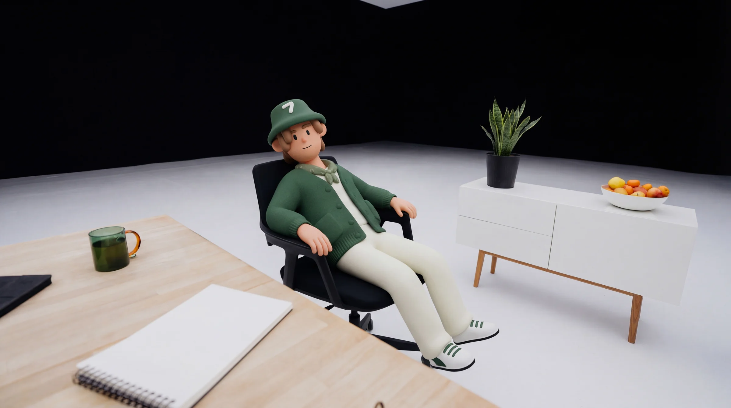 Willy, Se7en’s animated visual sales agent, in a branded character scene