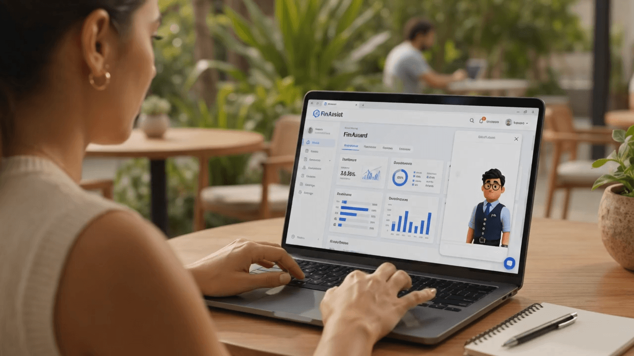 A person interacting with a Notso AI character on a laptop