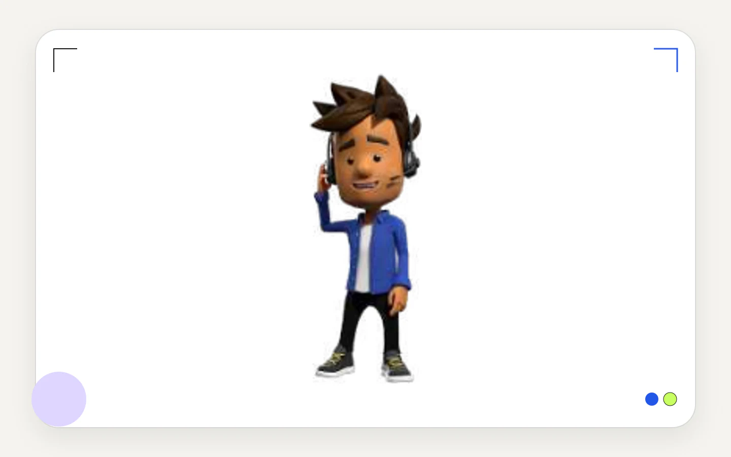 Oscar, Oxxio’s brown-haired digital assistant wearing a headset
