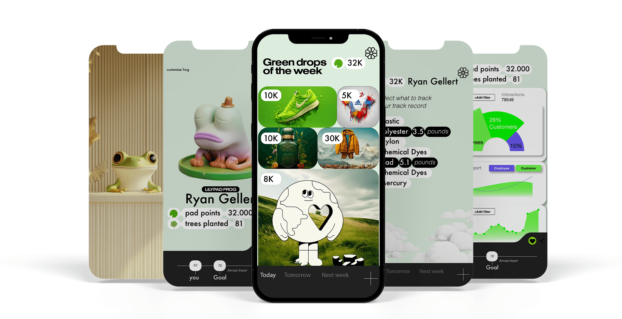 Frog & Earth — helmweld app design green drop white bg