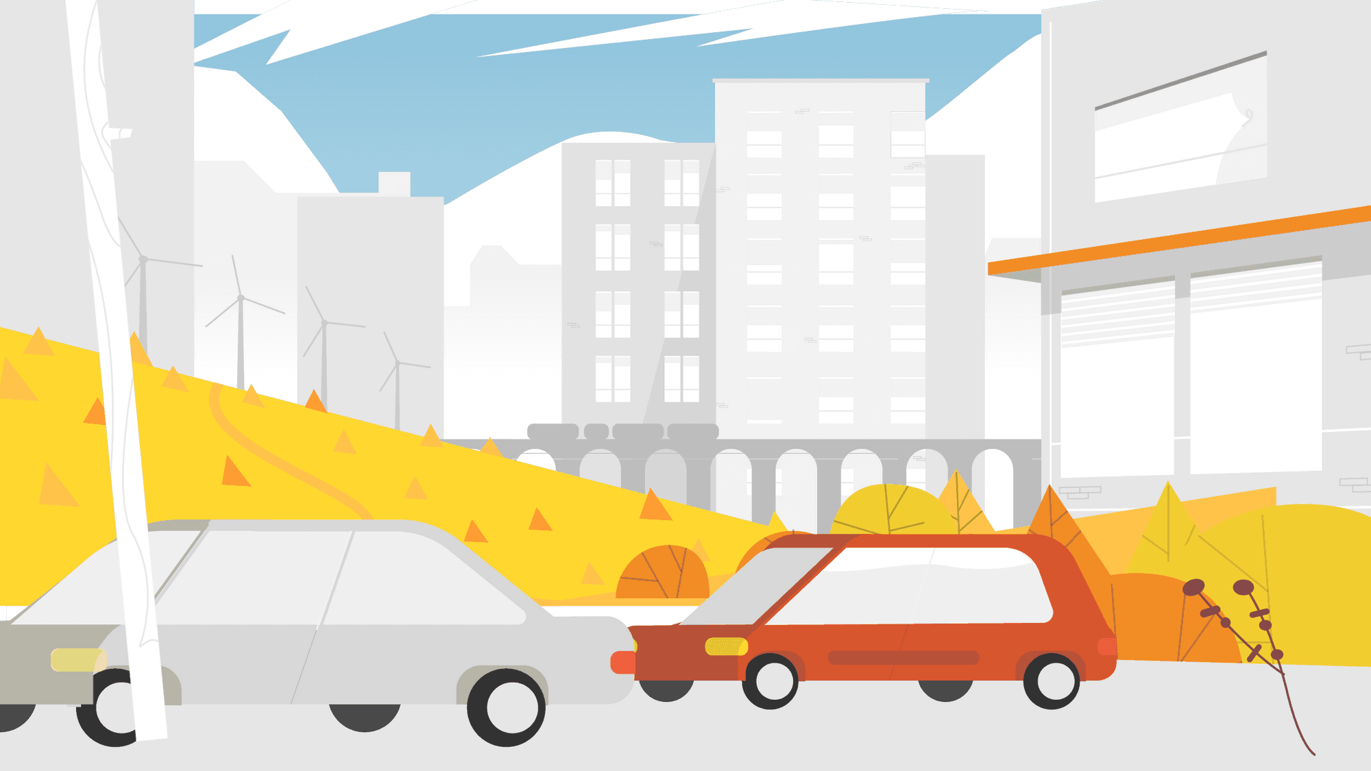 An illustrated city and knowledge scene from the Harvard Bloomberg project