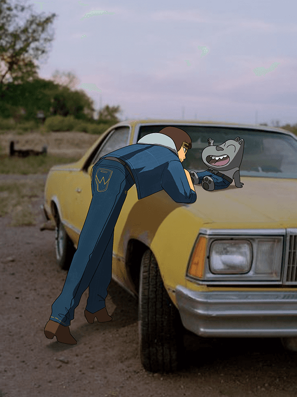 Wrangler — wrangler blue socials 0002 boy and dog on car